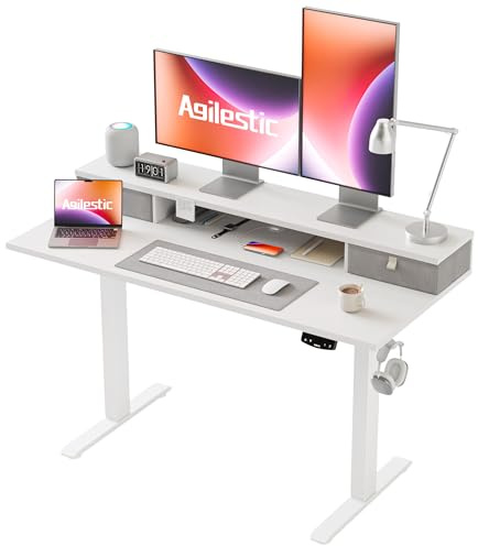 Agilestic Electric Adjustable Height Desk, with 2 Fabric Drawers, 120x60cm