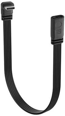 YACSEJAO 90 Grad USB C Verlängerungskabel 15cm/0,5ft Typ C Flachdatenkabel USB C 2,0 Stecker zu Buchse Verlängerungskabel kurz für Datenübertragung und Aufladen (Rechter Winkel)