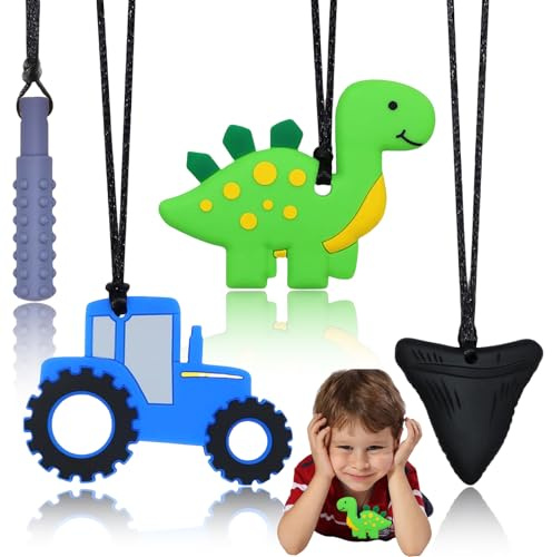 Brateuanoii 4 Pezzi Collana Da Masticare Sensoriale Per Bambini, Dentizione Neonati Giocattolo, Autismo Massaggiagengive, Collana Per Massaggiagengive In Silicone, Sicurezza Del Silicone Alimentare