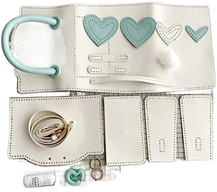 LVCHAO DIY Leder Tasche Machen Kit Herz-PU-Material-Set for Handy, Münze, eine Umhängetasche, Handtasche, handgefertigt, Nähen, Heimwerken DIY-Taschenset Mit NäHset(DIY set-02)