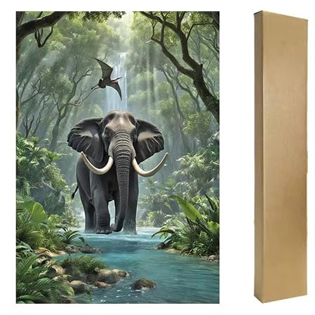 DCIDBEI Diamond Painting Bilder Elefant Urwald 40x50cm Erwachsene Diamant Malerei Aufkleber Gemälde Elefanten Puzzle Malen nach Zahlen Tiere Elefant Bilder Sticken Stärke Weisheit Langlebigkeit Box
