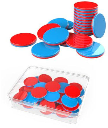 Ruayia 50 Stück Wendeplättchen Rot Blau, Rechenplättchen für Grundschule, Mathe Lernspielzeug, Rechenspiel & Zubehör für Rechenmeister für Kinderhände Rechenaufgaben Grundschule