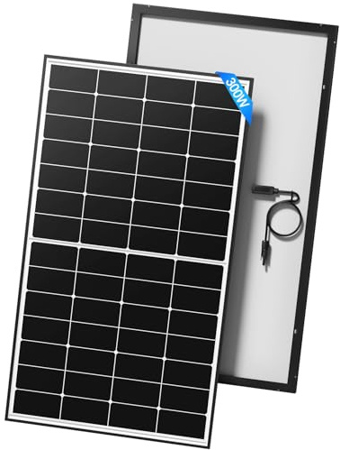 Solarpanel, Hohe Effizienz Monocrystalline Solarmodul, Full Black Aluminium Frame Solar Panel, 12V/24V PV Modul Ideal for Balkonkraftwerk, Wohnmobil, Garden Shed, Boot (300w)
