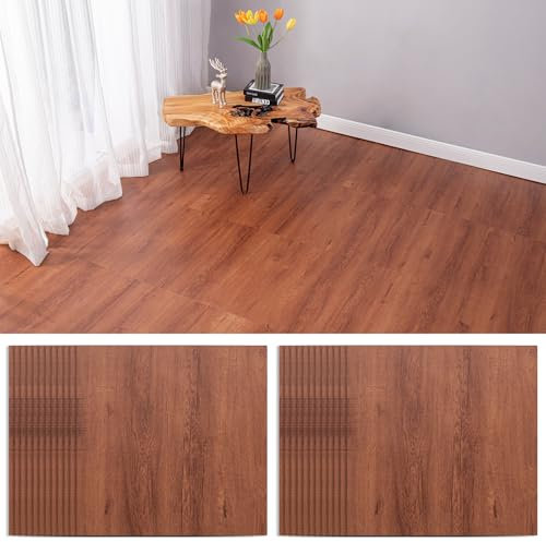 Inscrip PVC Bodenbelag Selbstklebend, 24 Stück Vinylboden, Abziehen und Aufkleben, Wasserfest Vinyl Laminat Rutschfeste Dekor-Dielen für Schlafzimmer Küche Wohnzimmer,Holzoptik (Dunkelbraune, 30x30cm)