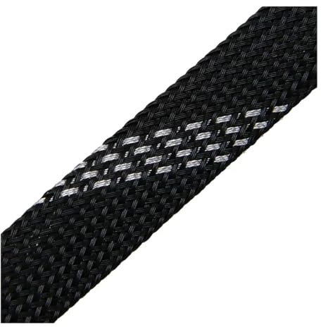FOVAOK ANIMALE DOMESTICO Guaina del cavo espandibile 2 mm ~ 40 mm di durezza intrecciata stretta ad alta densità isola la linea di protezione del filo avvolgente guaina ghiandola (nero argento, 16