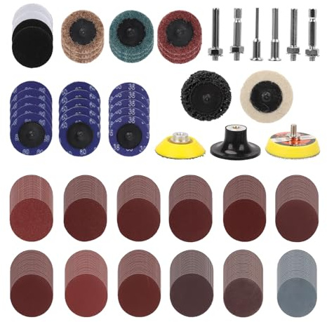 Lot de 279 Disques De PonçAge polyvalents de 0,5 cm pour perceuse, Pad avec Papier A Poncer à Fixation, Disques Abrasifs, 80 120 180 240 320 400 600 800 1000 1500 2000 3000 Pour Voiture, Métal et Bois