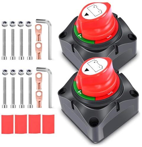 Coupe-batterie 12 V, interrupteur principal de batterie 12 V/24 V/48 V 275 A, interrupteur de batterie 12 V, étanche, pour bateau, moto, yacht, voiture, RV, ATV UTV（2pcs）
