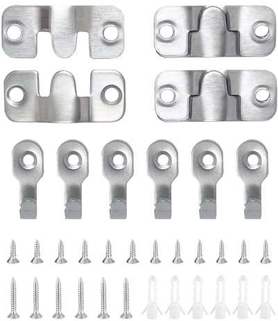 RYHHH Fixation Cadre Crochet, 3 Paires(6 Pièces) Supports Montage Encastrés, 6 Pièces Mini Crochet pour Cadre Photo, pour Accrocher des Tableaux, des Photos, avec Vis et Tube D'expansion(Argenté)