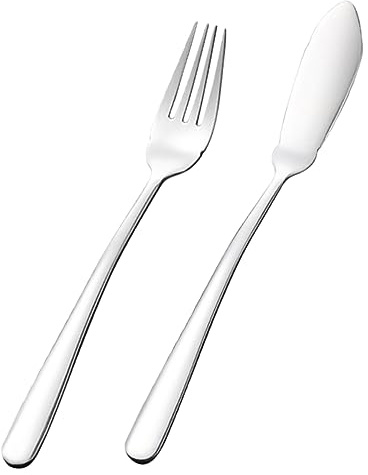 SOLUSTRE Edelstahl Ergonomisches Design mit Fischmesser Besteckset und Fischgabel Silber Praktisches Schneide und Gabelset für Täglichen Gebrauch Zuhause und Familien