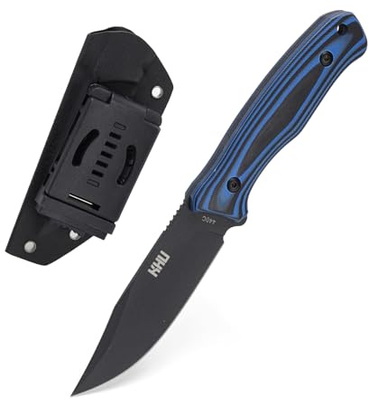 KHU 440C acciaio Coltello da caccia Coltello a lama fissa Coltello da sopravvivenza con fodero in Kydex, Coltello da campeggio Bushcraft per pesca all'aperto, escursionismo accessori - 32A