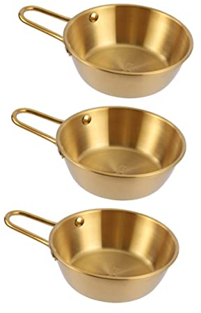 VICASKY 3pezzi Ciotola Manico in Acciaio Resistente Contenitore Per Alimenti Stile Coreano Stoviglie Per Zuppe Noodles Istantanei Pasticcera e Verdure