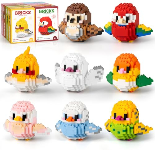 TENYEAH Mini Bausteine Vogel Papagei Tierfigur Set Kreative Geschenk für Erwachsene