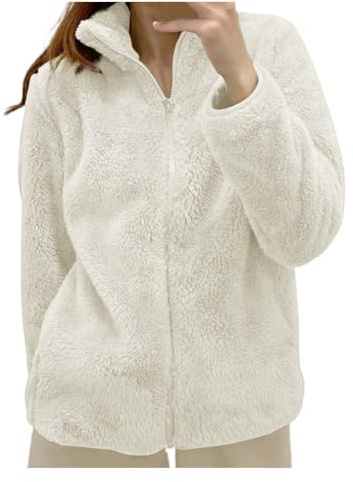 Generisch Teddyjacke Damen, Teddyjacke Fleecejacke Damen Warm Elegant Kapuzenpullover Wintermantel Kuscheljacke Outdoor Mantel Herbstjacke Winterjacke Mit Taschen