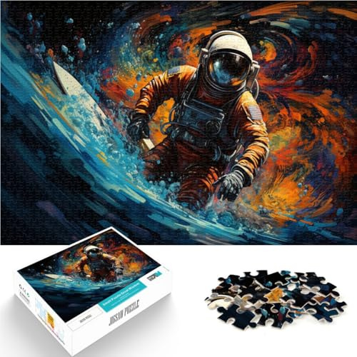 1000-teiliges Puzzle für Erwachsene Astronaut beim Surfen Denksportaufgabe 26 x 38 cm Geburtstagsgeschenk Geschenke Wandkunst für Kinder ab 14 Jahren