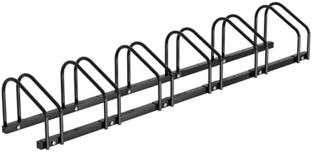 Jaxguom Fahrradständer Boden für 6 Fahrräder, 30cm Radabstand 35-55mm Reifenbreite rostfreier Stahl selbstsichernde Schrauben Boden oder Wandmontage Mehrfachständer Fahrradhalter Schwarz