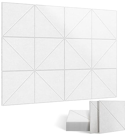 Malloy 12 Panneaux Acoustiques, Pack de 12 Pouces X 12 Pouces, Panneaux de Insonorisation Décoratifs, Panneaux Acoustiques Muraux et Plafonniers Blancs Durables et Faciles à Installer.
