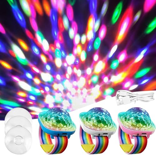 LUKIUP 3 Stück Discokugel Armband Partylicht, Disco Ball Licht, Discolicht Partylicht Kinder für Kind Party Auto Tanzen DJ für Alle Partys und Autoinnendekoration