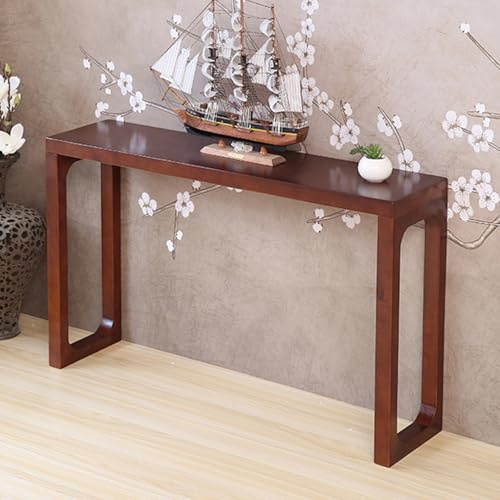 Consola Moderna de Nogal de Mediados de Siglo, Mesa Estrecha para recibidor, Mesa Rectangular para recibidor, salón y Dormitorio, fácil de Montar (130 x 30 x 85 cm)