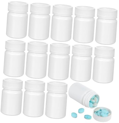 MOTHNUR 20 Piezas Frascos de Medicina Resistentes al Agua y Portátiles para Pastillas Pequeñas con Diseño Fácil de Abrir para Uso Seguro y Almacenamiento Adecuado