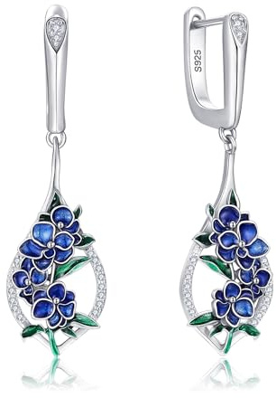 Orchid Earrings for Women 925 Sterling Sliver Flower Lilac Earrings Enamel Orchid Jewelry Gifts for Women