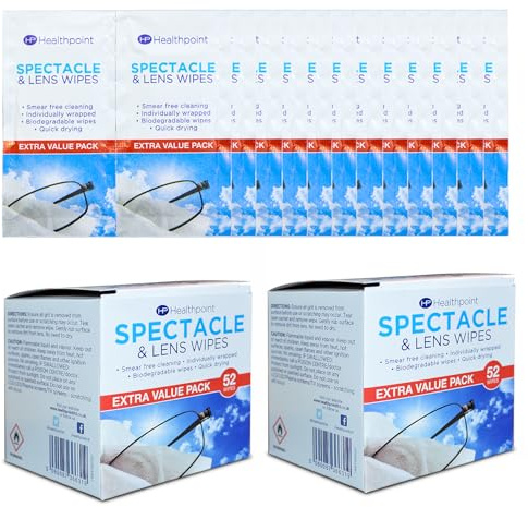 Individually Wrapped Lens Wipes – 104 Pack Glasses & Camera Lens Cleaner Wipes – Fast Drying, Streak-Free, No Scratch Cleaning for Eyeglasses, Screens, Phones & Optical Lenses