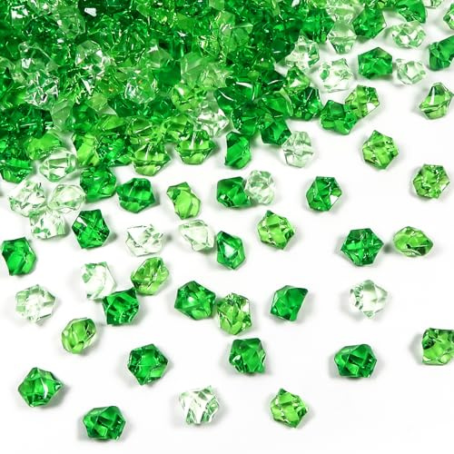 TOAOB 300 Stück Grün Serie Edelsteine Acryl Dekosteine 11 mm X 14 mm | Deko Diamanten Kristall Diamant Konfetti Tischdeko für Vasen Hochzeit Dekoration
