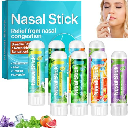 Nasal Stick 4Stück Pack,Inhalierstift für Die Nase Sofortige Erleichterung bei Einer Verstopften Nase,Natürliche Inhaltsstoffe mit Menthol, Befreit Sofort die Nase, Perfekt für Büro, Auto (A-8Stück)