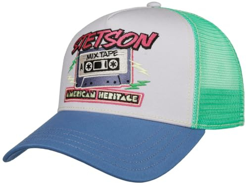 Stetson Mixtape Truckercap Stoffcap Snapback Damen und Herren Sommer Winter blau-weiß One Size