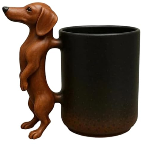 Uanqfegy Taza de café de acero inoxidable con forma de perro salchicha con asa para amantes del café, leche, té, amantes de las mascotas, decoración del hogar