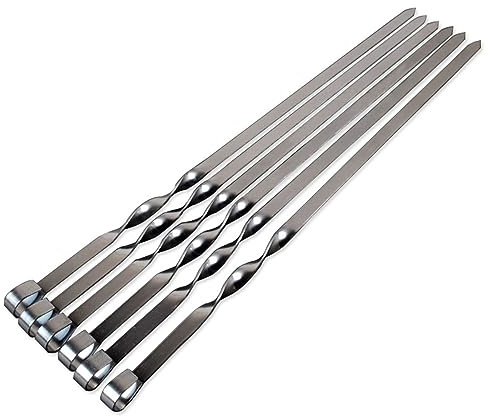 Brochetas de Kebab, 6 Piezas, 45 cm/17,5'', Acero Inoxidable, largas, for Barbacoa, palitos Carne Planos, for Asar al Aire Libre, Parrilla(6pieces)