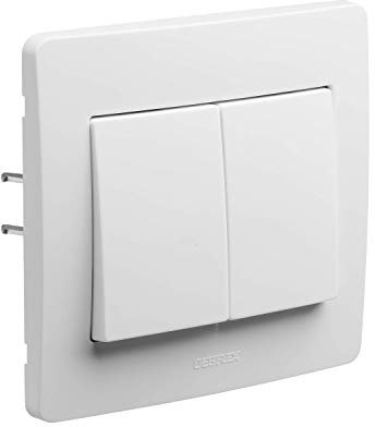 DEBFLEX - DIAM2 - Double Interrupteur Va et Vient - Interrupteur Mural Avec Plaque de Finition - Design Esthétique - Facile à Installer - Installation Encastrée - Blanc - 85 x 82 x 37 mm