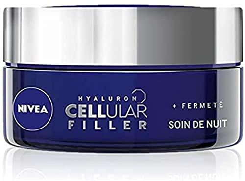 NIVEA Hyaluron Cellular Filler Soin de Nuit +Fermeté (1 x 50 ml), crème anti-âge enrichie en Magnolia et Acide Hyaluronique, soin visage femme pour tous types de peaux