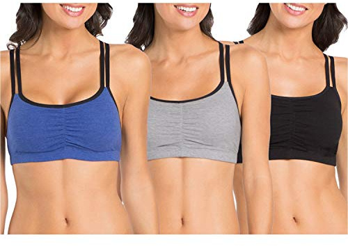 Fruit of the Loom dam-t-shirt, sport-BH (3-pack), Grå värme/marinblå värmare/svart, 34
