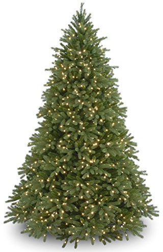National Tree Company 6.5 ft Pre-Lit Jersey Fraser Fir Artificial Christmas Tree, 800 Clear Lights, 2,224 Tips, Includes Stand, Green