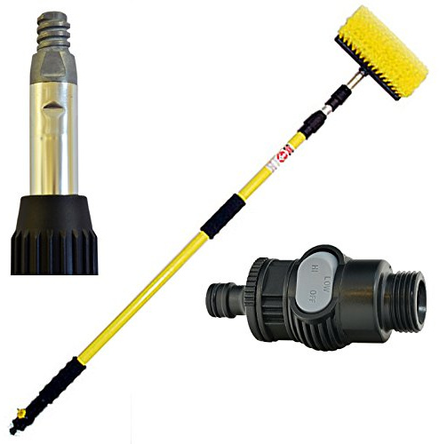 Professional 3.4 Metre Flow Through Wash Brush - Cleaning Brush for Cars, Vans, Trucks Etc.. - On / Off Tap