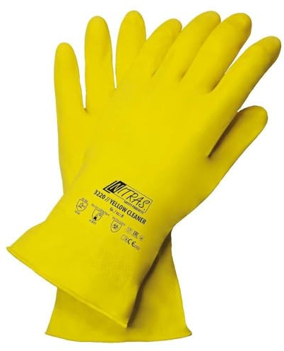 Nitras 3220 - Guantes de Látex para Trabajo - Limpieza (12 Pares), Color Amarillo
