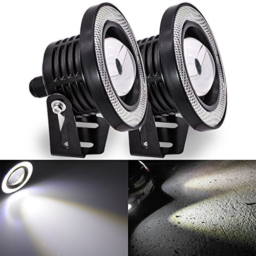 KATUR 2 stücke High Power 3 Projektor Universal Weiß Nebelscheinwerfer Weiß COB Halo Angel Eye Ringe DRL Fahrscheinwerferlampen