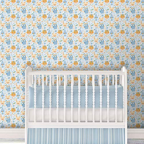 Lustige Abenteuer Kinderzimmer Tapete Wildwest Tiere, blaue Vlies Tapete Kinder, Space GMM Kindertapete Wandgestaltung für ihr Heim (H: 3m B: 46,5cm)