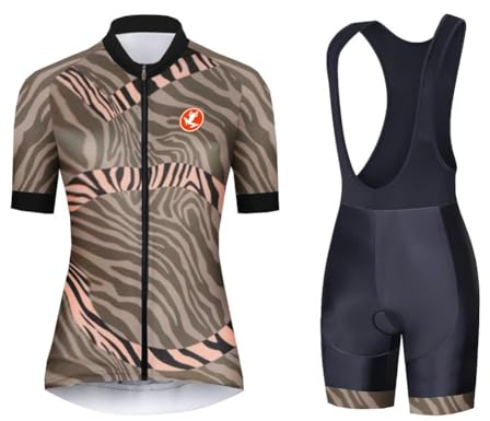 UGLY FROG Radtrikot Damen Kurzarm Fahrradbekleidung Set Outdoor Sports Radfahren Jersey + Radfahren Latzhose Shorts im Sommer