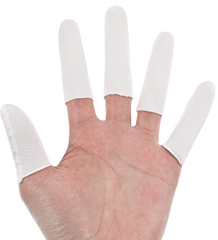 HEALLILY 200 Stücke Fingerschutz Baumwolle Einstellbare Fingerlinge Fingerkappen Abdeckung Finger Cot Anti Scratch Fingerschutz für Home Store (Weiß)