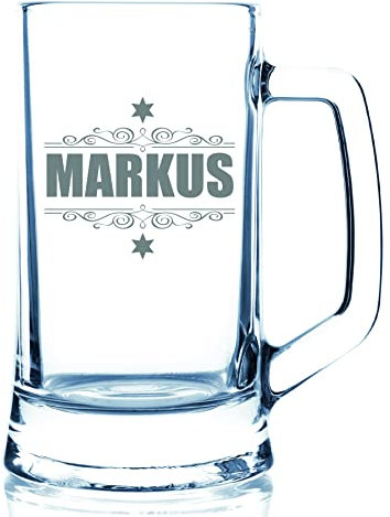 Beschdstoff Bierkrug mit Gravur - Bierglas 0,5 Liter personalisiert mit Name - Geschenk für Männer