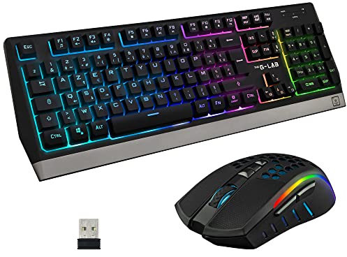 The G-Lab Combo Tungsten – Pack de Teclado y Ratón Gaming Inalámbrico Retroiluminado - Layout Español – 2400 dpi – PC/PS4/PS5/Xbox One - Nuevo 2021