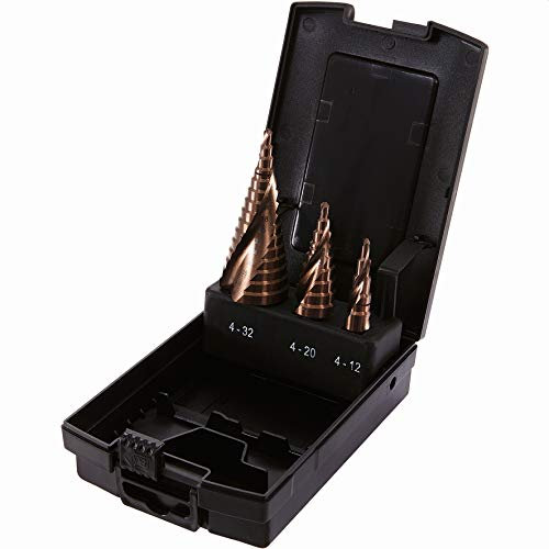 Proteco-Werkzeug® HSS Titan TIN TiZrN Zirkon Profi Stufenbohrer Konusbohrer Schälbohrer Metallbohrer Set 3-tlg.