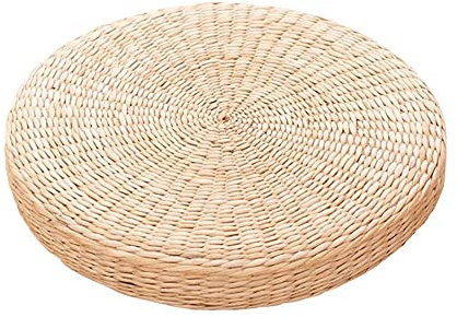 RSTYS Rattan-Futon, 2 Stück, traditioneller Tatami-Sitz, rund, geflochtener Sitz, runder Stroh-Rattangeflecht, Pouf für Teezeremonie, Meditation, Heimdekoration
