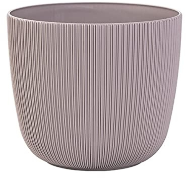 Engelland - 1 x Blumentopf mit Drainagesystem, Flieder/Violett, Rillenoptik, Pflanz-Topf, Kübel, modern, widerstandsfähig, rund, wetterfest, Kunststoff, Ø 25 cm, 8 Liter