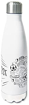 GRAZDesign Fussball Trinkflasche Kinder personalisiert Name, Einschulung Geschenk Geschenkideen für Schulanfänger, Thermosflasche Mädchen und Junge Edelstahl 500ml Fussball
