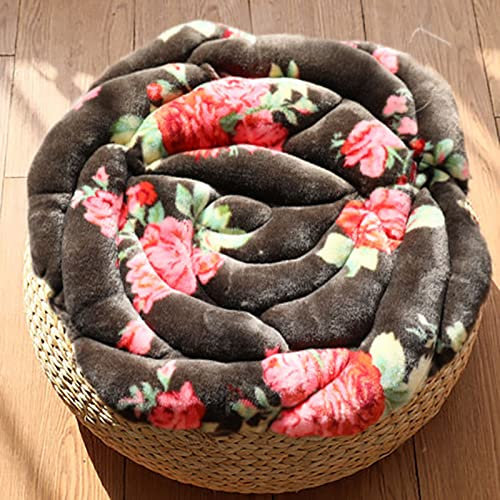 Set mit 2 Stück Plüsch Dickes Rose Sitzkissen weiches rutschfestes Sitzpolster tragbarer Tatami Stuhl weiches Rose Sitzkissen Dick StrapazierfäHiges (Coffee Flower 18x18in(Set of 2))