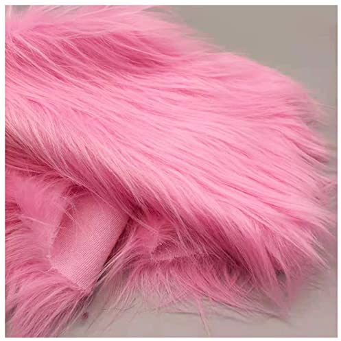 ZHhome Flauschige Einfarbig Kunstpelzs Kunstfell Fellimitat Stoff 10cm Lange Flor 170x50cm Weich Plüschstoff für Kostüme, Dekorieren Basteln, Spielzeug(Color:Rosa)