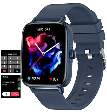 Gesundheitsuhr Smartwatch Herren Android Jungen Fitnessuhr mit Whatsapp Funktion Fittnessarmbanduhr Männer Kinder Sportuhr Fitness Tracker Schrittzähler Pulsuhren Laufuhr Digital Armbanduhr Uhr Blau