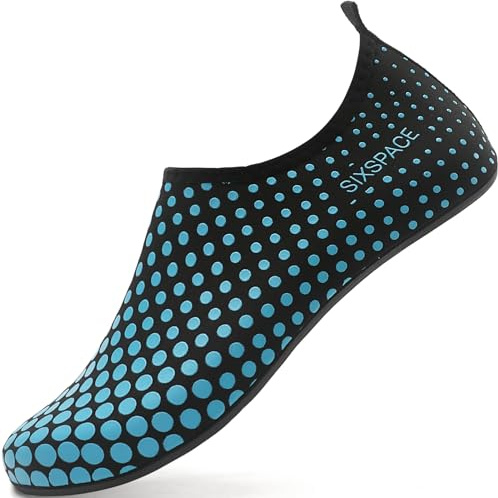 Sixspace Damen Herren Badeschuhe Wasserschuhe Schwimmschuhe Männer Frauen Strandschuhe Aquaschuhe Barfußschuhe(Blau,43 EU)